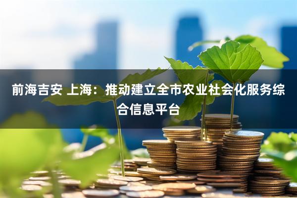 前海吉安 上海：推动建立全市农业社会化服务综合信息平台