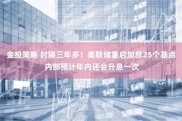 金投策略 时隔三年多！美联储重启加息25个基点 内部预计年内还会升息一次
